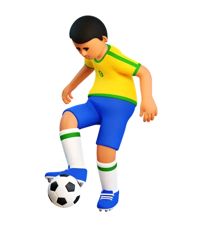 Football player skillfully handles the ball  3D Illustration