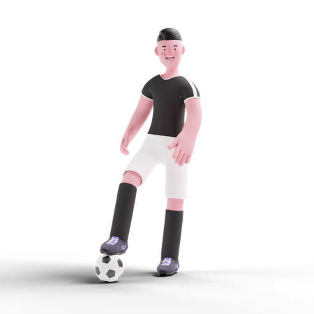 Football Player standing with football 3D Illustration