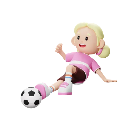 Football player tackle ball  3D Illustration