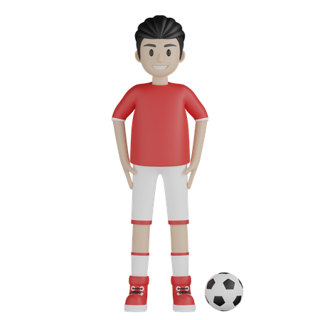 Football player with football 3D Illustration
