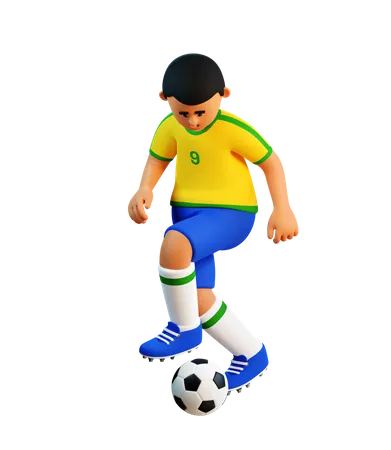 Football player with the ball  3D Illustration