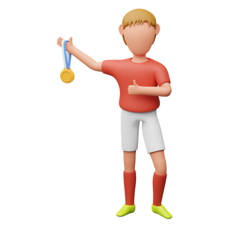 Football players carrying medals  3D Illustration