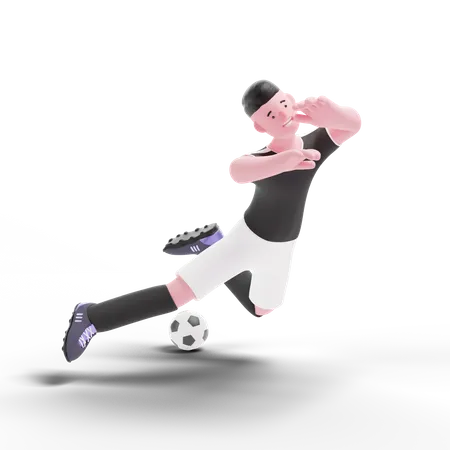 Football-Spieler fällt hin  3D Illustration