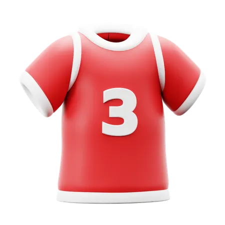 Football Uniform Shirt With Red Color And Back Number Three 3 D Icon Illustration Render Design 3D Icon