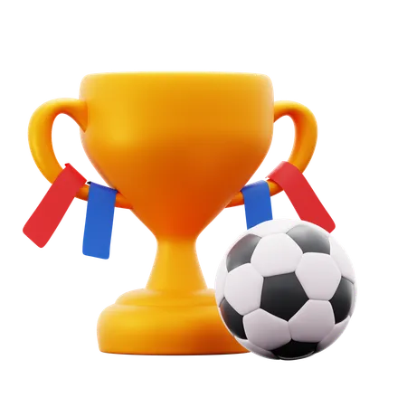 Golden Trophy For Football Sport Match Champion 3 D Icon Illustration Render Design 3D Icon