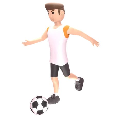 Footballer playing in match 3D Illustration