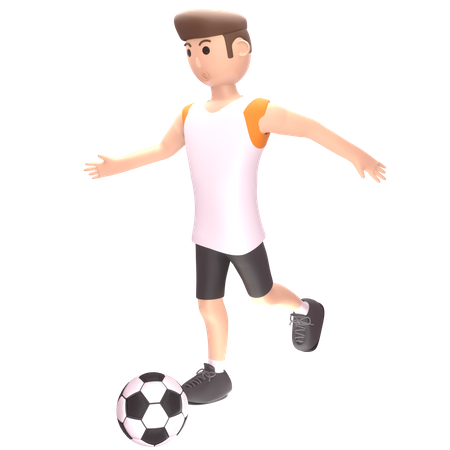 Footballer playing in match  3D Illustration