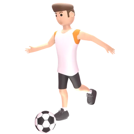 Footballer playing in match  3D Illustration