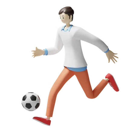 Footballeur masculin jouant au football  3D Illustration