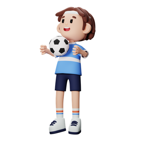 Football-Spieler erhält Ball  3D Illustration