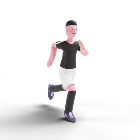 Football-Spieler läuft im Feld  3D Illustration