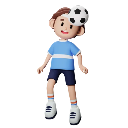 Footballspieler macht Überkopfpose  3D Illustration