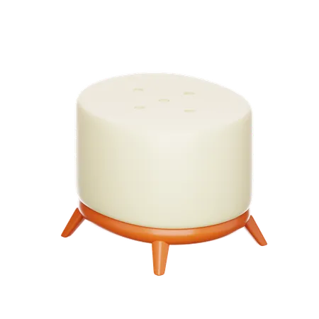 A Contemporary Cream Footstool With A Curved Orange Base Presented In A 3 D Render Blending Modern Design With Comfort 3D Icon