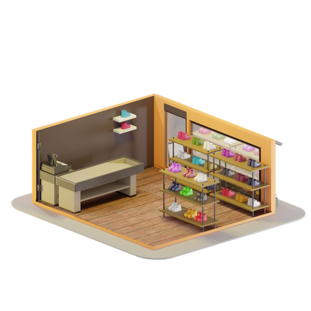 Footwear Shop  3D Illustration