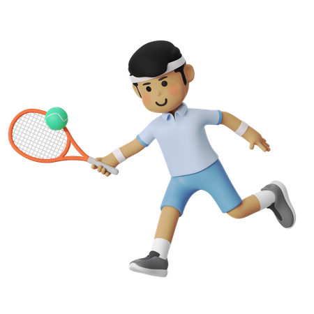 Jogador de tênis de forehand menino  3D Illustration