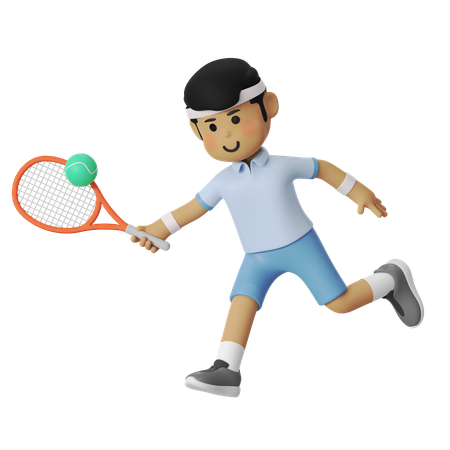 Forehand Tennis Player Boy  3D Illustration