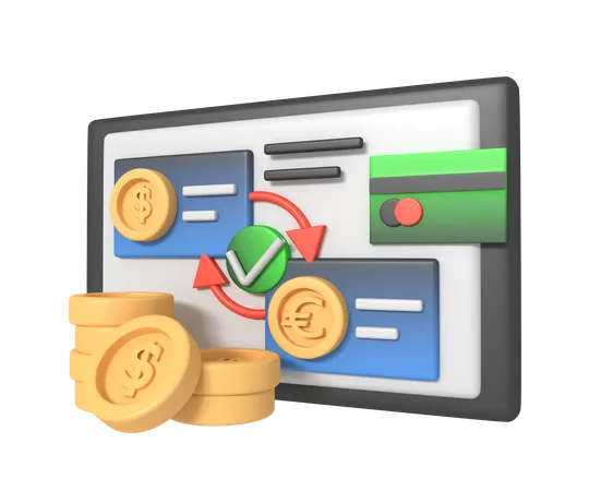 Financial Saving And Money Exchange Concept 3D Icon