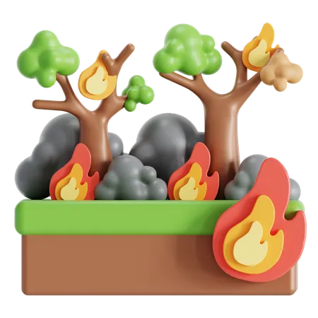 Burning Forest Cause Pollution 3D Icon