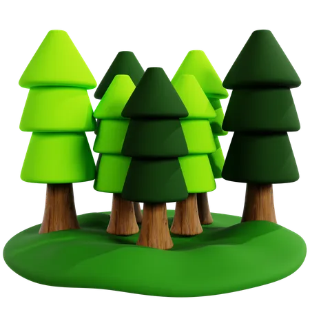 Forest Trees Illustration  3D Icon