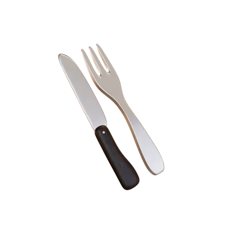 Fork And Knife 3D Illustration