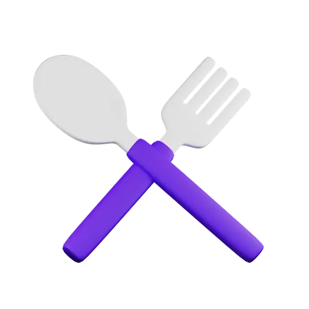 Fork And Spoon  3D Illustration