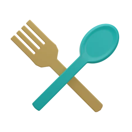 Fork And Spoon  3D Illustration