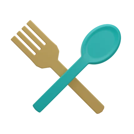 Fork And Spoon 3D Illustration