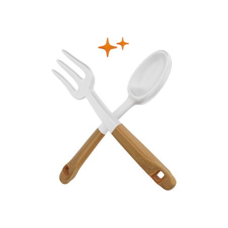 Fork And Spoon 3D Illustration