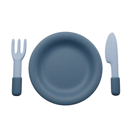 Fork Knife And Plate  3D Icon