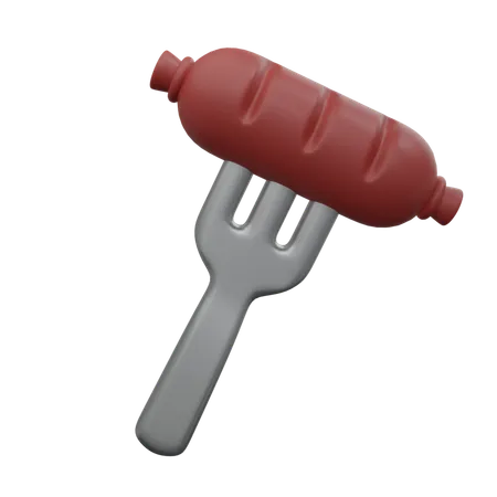 Fork Sausage  3D Icon