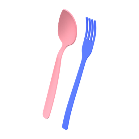 Fork Spoon 3D Illustration