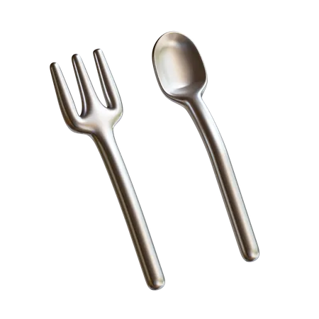 Fork & Spoon 3D Illustration