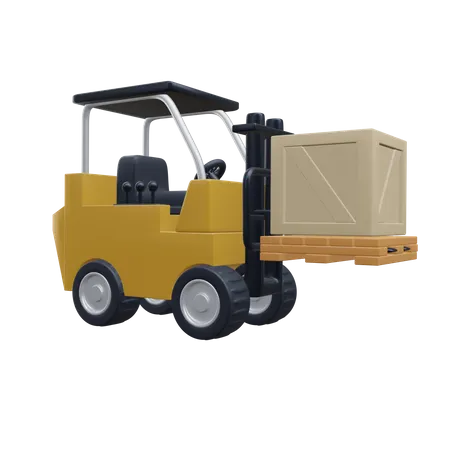Forklift And Box Expedition Icon Illustration 3D Icon