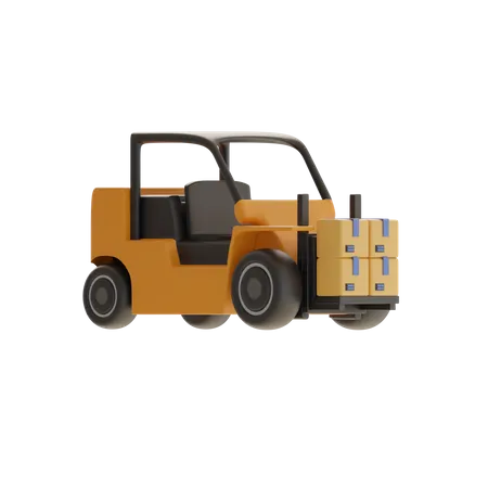 Forklift And Boxes  3D Icon