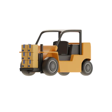 Forklift And Boxes  3D Icon