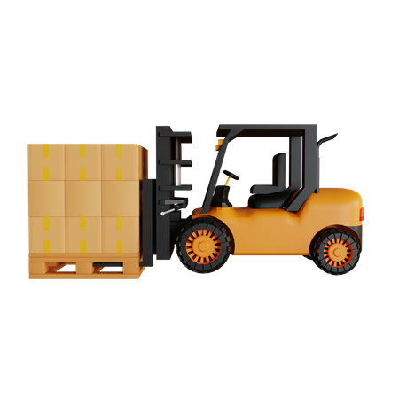 Forklift Carrying Logistics  3D Icon