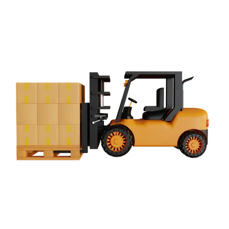 Forklift Carrying Logistics  3D Icon