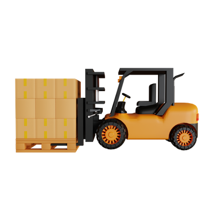 Forklift Carrying Logistics 3D Icon