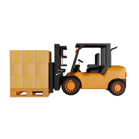 Forklift Carrying Logistics 3D Icon