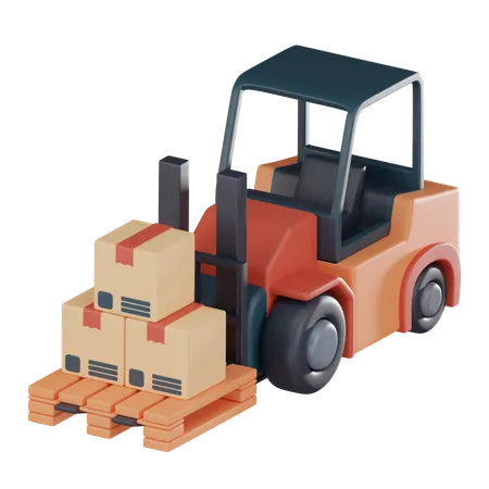 Forklift Truck Lifting Pallet Cardboard Boxes Represents Efficient Logistics Solutions Way Goods Transported Stored Use Articles Infographics Social Media Posts About Logistics 3D Icon