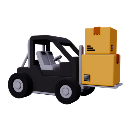 Forklift With Box  3D Icon