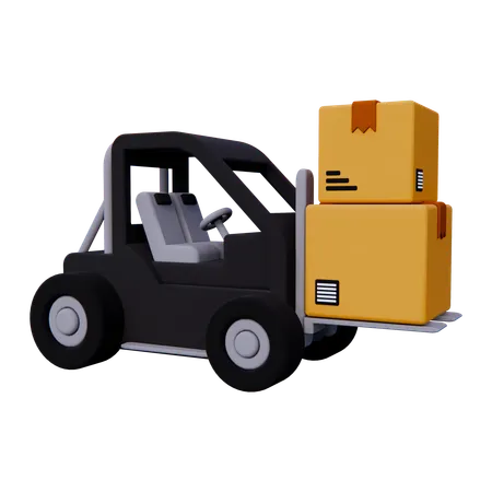 Forklift With Box  3D Icon