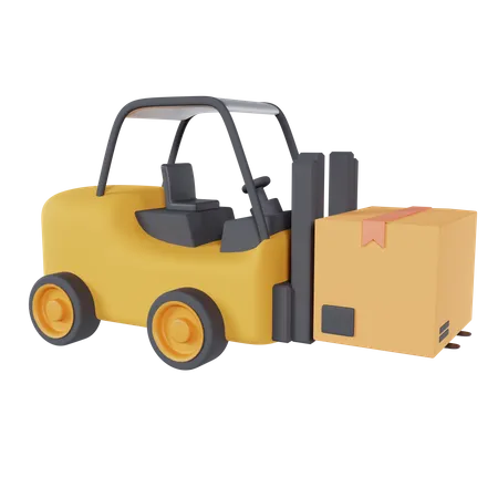 Forklift With Box  3D Icon