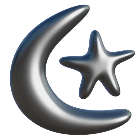 Forma abstracta de media luna y estrella  3D Icon