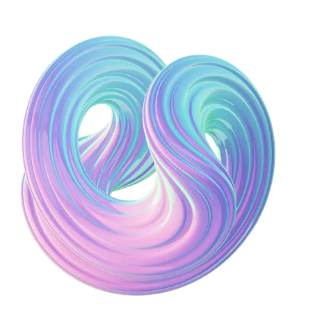 Forma Abstrata Torcida Holografica Forma Abstrata Torcida Iridescente 3D Icon