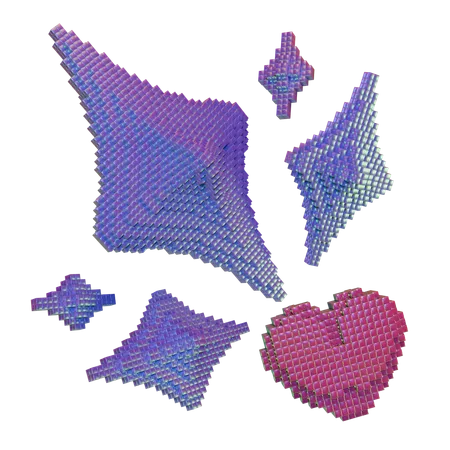 Forma de chispa de diamante y corazón  3D Icon