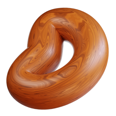 Forma de pretzel de madeira com nós  3D Icon