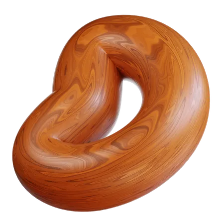 Forma de pretzel de madeira com nós  3D Icon