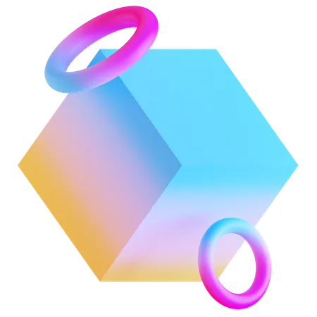 Forma gradiente abstrata de cubo  3D Icon