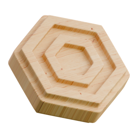 Forme abstraite en bois hexagonal sculpté  3D Icon